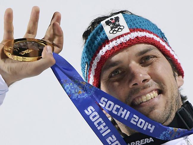 Mario Matt mit seinem Olympia-Gold von Sotschi 2014.