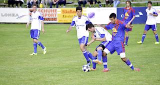 Samuel Schnydrig, Jonas Walker und Samuel Pfammatter (v.l.) vom FC Lalden.