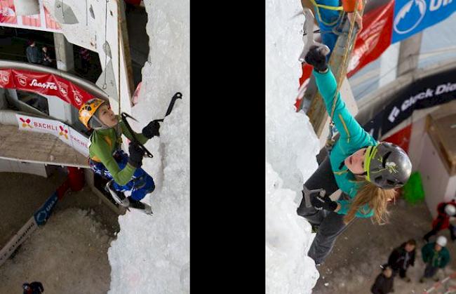 Die Schweizer Nachwuchs-Eiskletterer holten an der Junioren-WM in Saas-Fee dei WM-Titel.