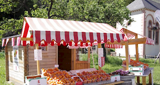 Verschiedenste Aprikosenst&auml;nde bieten ihre Ware an.