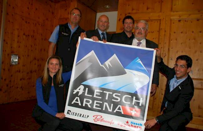 Von links: Monika Gottsponer (Geschäftsführerin und Marketing/PR Aletsch Arena AG), Geri Berchtold (neu Geschäftsführer Aletsch Tourismus), Urs Kamber (Berater/Coach Aletsch Arena AG), Florian Ruffiner (neu Präsident Aletsch Tourismus), Albert Bass (VR-Präsident Aletsch Arena AG), Simon Weiler (Verkaufsleiter Aletsch Arena AG).