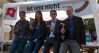 Die Nationalratskandidaten Simon Gasser, Nicole Zimmermann, Michael Kreuzer und Diego Schmid (von links)