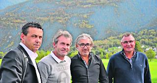 Die Macher. Von links: Finanzchef Marcel Pfaffen, Christoph Wyssen, Pr&auml;sident Golf Leuk AG, Giusy Abatemarco, Manager Golfclub Leuk, und Jean-Pierre Mathieu, Pr&auml;sident Golfclub Leuk, blicken optimistisch in die Zukunft. 