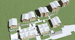 Der &laquo;Ferienpark Relief&raquo; besteht aus mehreren miteinander verbundenen Geb&auml;uden.