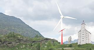 Der Vergleich. Nach einem Repowering w&auml;re das Windrad h&ouml;her als der &laquo;Alte Spittel&raquo;.