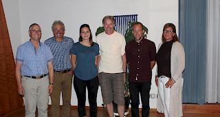 Die Kandidaten der CSP Naters (von links): Theo Imhof, Diego Wellig (1. Vizepräsident des Grossen Rates), Janique Gattlen, Gilbert Studer, David Schmid und Karin Dekumbis (Vize-Richterin).