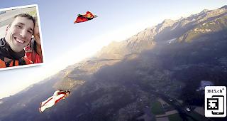 Gleiten wie ein Flugh&ouml;rnchen: Daniel Kalbermatter beim Wingsuit-Fliegen.