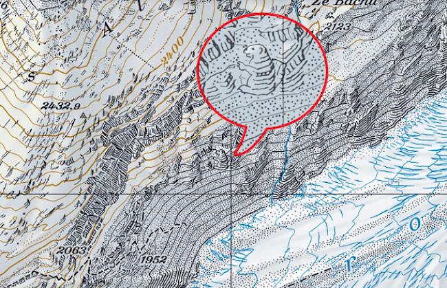 Kartografen-Humor: Nördlich des unteren Aletschgletschers hat sich ein Murmeltier in die offizielle Karte eingeschlichen.