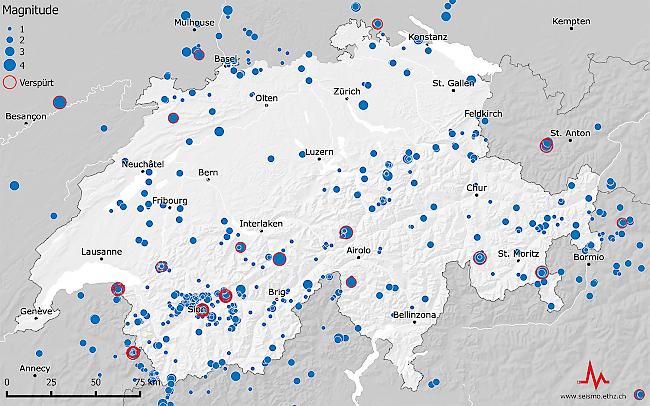 Erdbeben in der Schweiz im vergangenen Jahr.