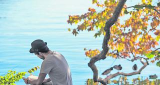 Der Naturfreund. Manche B&uuml;cherw&uuml;rmer f&uuml;hlen sich in einer idyllischen Leseumgebung am wohlsten. 