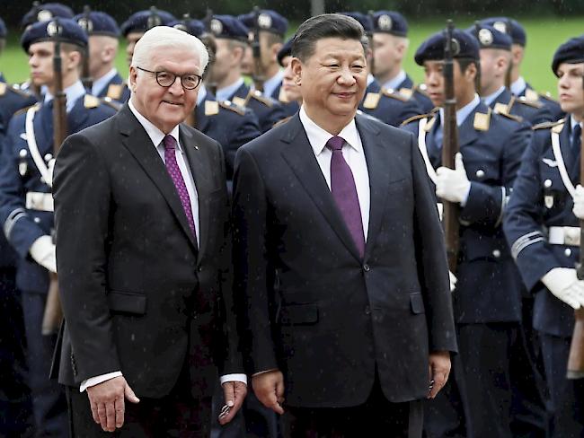 Der deutsche Bundespräsident Frank Walter Steinmeier (l.) und der chinesische Staatschef Xi Jinping am Mittwoch in Berlin.