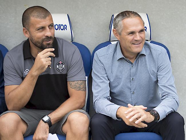 Lugano-Trainer Pierluigi Tami (rechts) und Assistent Walter Samuel erhalten Verstärkung für die Offensive