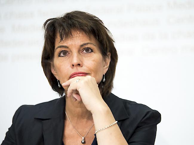 Bundespräsidentin Doris Leuthard hat sich erstmals konkreter zu ihrem Rücktrittszeitpunkt als Bundesrätin geäussert: Spätestens 2019 soll Schluss sein, sagte sie in einem Interview mit dem Westschweizer Fernsehsender RTS (Archivbild)