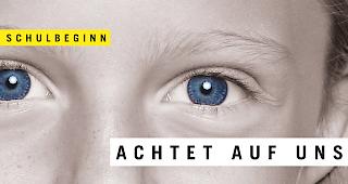 Vorsicht auf der Strasse. Ausschnitt des Pr&auml;ventionsplakats.