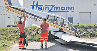 Probleme mit der Bremse. Das verunfallte Flugzeug des Typs DR400 Regent.