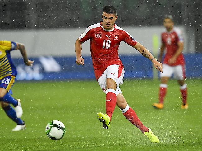 Der Schweizer Internationale Granit Xhaka im WM-Qualifikationsspiel gegen Andorra