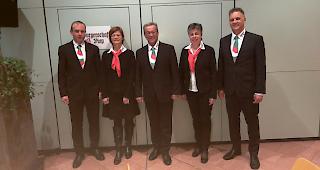 Der Burgerrat (von links): Tobias Wirthner, Nicole Hanselmann Wyer, Burgermeister Georges Schmid, Erna Lengacher und Vizeburgermeister Sacha Hildbrand.