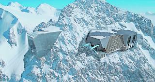 Klein Matterhorn: Die bestehende Bahn (links), die sich im Bau befindliche Station (Mitte) 
und das geplante Projekt (rechts).