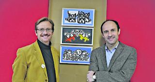 F&uuml;hrende Oberwalliser Bildungsk&ouml;pfe. Olivier Mermod, Direktor der OMS Brig-Glis (links), und Gerhard Schmidt, Rektor Kollegium Spiritus Sanctus.  