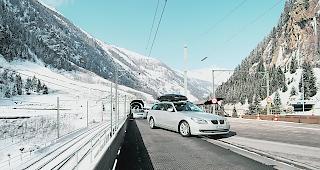 Der Autoverlad in Goppenstein.