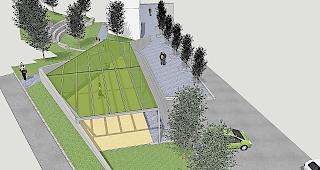 Projektentwurf des k&uuml;nftigen Dorfplatzes von Ried-M&ouml;rel.