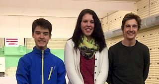 Die Juniorengruppe von Briglina. Jonas Schaller, Lucil Schnyder und Cyril Brunner (von links).