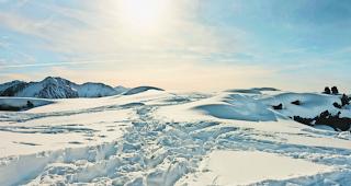 Unter der Sonne. Die Schneeschmelze ist nun stark im Gang.  