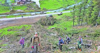 Voller Einsatz. Die Helfer gaben ihr Bestes, um den Wald wieder in Schuss zu bringen. 