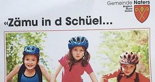 Per Flyer versucht die Gemeinde Naters, den Eltern den Schulweg schmackhaft zu machen, und somit &laquo;Mami-Taxis&raquo; zu verhindern.