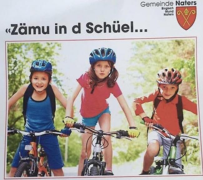 Per Flyer versucht die Gemeinde Naters, den Eltern den Schulweg schmackhaft zu machen, und somit «Mami-Taxis» zu verhindern.