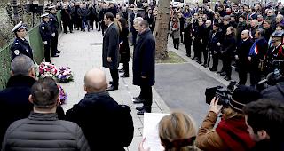 Vier Jahre danach. Franz&ouml;sische Politiker gedenken in Paris den Opfern des Terroranschlages auf das Satiremagazin &laquo;Charlie Hebdo&raquo;.