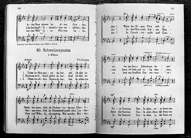 Der Schweizerpsalm wurde 1841 vom Urner Prister Alberik Zwyssig komponiert und 1981 vom Bundesrat zur offiziellen Nationalhymne erklärt.