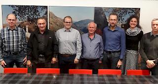 VR und Gesch&auml;ftsf&uuml;hrung der EVN. Beat Bumann, Paul Biffiger (Pr&auml;sident), Nicolas Imboden, Josef Truffer, Alain Bregy, Chantal
Gwerder-Bumann und Roland Bittel (v. l.). Auf dem Foto fehlt Michel Schwery (Vizepr&auml;sident).