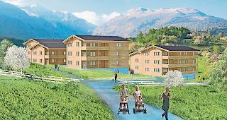 Projektgrafik. Die Mietwohnungen k&ouml;nnten in einem sp&auml;teren Schritt, wie auf der  Illustration zu sehen, verdoppelt werden. Daf&uuml;r m&uuml;sste jedoch ein neues Baugesuch eingereicht werden.Grafik zvg