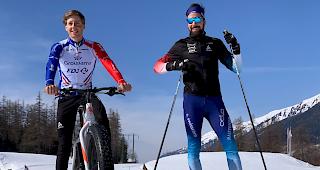 Lieferten sich anl&auml;sslich der Medienorientierung einen Show-Wettkampf: Kilian Frankiny und Benjamin Weger.