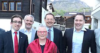Die Kandidaten der SVPO (von links): Fabian Zurbriggen, Michael Kreuzer, Bernhard Frabetti, Prisca Salzmann-Lochmatter, Franz Ruppen, Michael Graber und Lukas J&auml;ger.