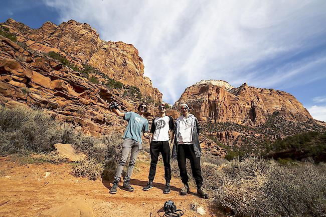 Alexander Fux , Laurent Perren und Claudio Pfaffen (v.l.) im Zion Nationalpark in Utah.