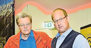 Nochmals gemeinsam. Die Co-Pr&auml;sidenten des Vereins &laquo;Walliser Suonen&raquo; Pascal Tissi&egrave;res (links) und Theo Schmid an der GV vom Samstag.