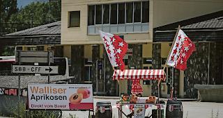 <b>Besser sp&auml;t als nie.</b> Die Verkaufsregale der Aprikosenst&auml;nde sind voll.