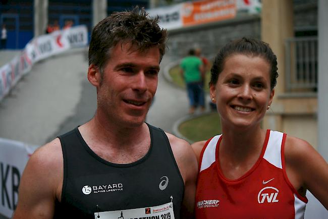 Die Schnellsten. Guido Heynen und Sabine Kuonen entschieden das Gondo Running für sich.