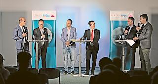 Das Debatten-Quartett. Beat Rieder, Philippe Nantermod, Mathias Reynard und Michael Kreuzer (von links). Wer hat die besten Karten? 