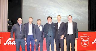 Zufriedener Vorstand Saastal Bergbahnen: Oscar Supersaxo, Markus Schr&ouml;cksnadel, Peter Schr&ouml;cksnadel, Stefan Zurbriggen, Martin Fritsch und Simon Bumann (von links).