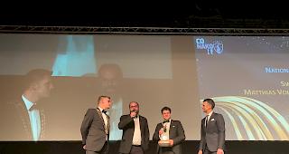 Verleihung des &laquo;National President Award&raquo; mit Marco Hauger, Nationalpr&auml;sident 2019, Matthias Volken, Carmine Catalano und Jann Billeter (von links).