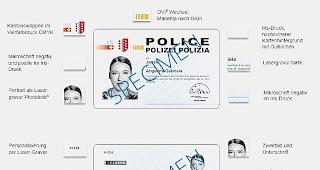Einheit statt Vielfalt. Die Vorderseite (oben) und die R&uuml;ckseite des neuen Walliser Polizeiausweises mit Sicherheitsmerkmalen.