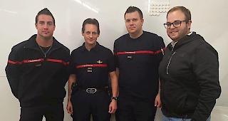 Jahresabschlusss St&uuml;tzpunktfeuerwehr St. Niklaus: Michael Biffiger, Patric Kalbermatter, Daniel Gruber und Nicolas Imboden. (v.l.)