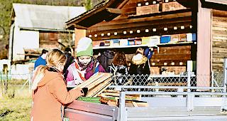 Im Einsatz am Bienenstand: Die Kinder und Jugendlichen engagierten sich f&uuml;r ein nachhaltiges Projekt.
