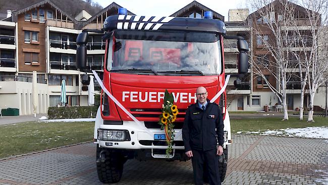 Yvo Eyholzer, Kommandant der Feuerwehr Naters, ist zufrieden mit seinem ersten Jahr als Kommandant.