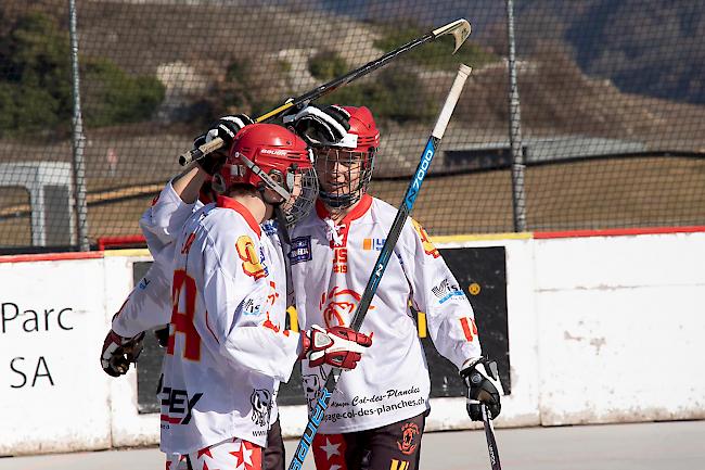 Die Streethockeyaner der Siders Lions, im April in Raron um den Schweizer Cup.