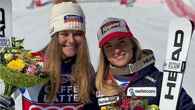 Schweizer Doppelsieg bei der ersten Weltcup-Abfahrt in Crans-Montana durch Lara Gut-Behrami und Corinne Suter.