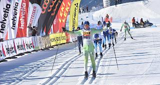 Spurtentscheidung beim Gommer Klassiker. Es siegte Thomas Joly vor Erwan K&auml;ser und J&ouml;ri Kindschi.